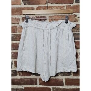 Open Edit Paperbag Shorts Women's M Ivory-Blue Lennox Elastic Waist Drawstring